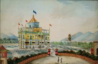 La Favorita of Palazzo Cinese, Palermo, ontworpen door Marvuglia en Giuseppe Patricola voor Koning Fernando IV, ca. 1815 door English School