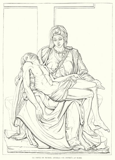 La Pieta De Michel Angelo, Sint-Pieter in Rome (gravure) door English School