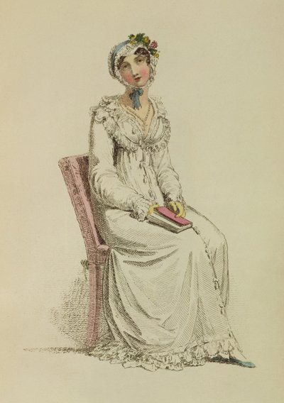 Ochtendjurk voor dames, modeplaat uit Ackermanns Repository of Arts, 1815 door English School
