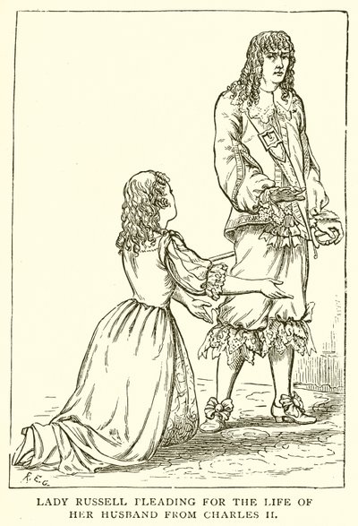Lady Russell smeekt om het leven van haar man bij Karel II door English School