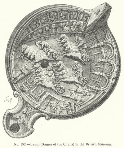 Lamp (Circusspelen) in het British Museum (gravure) door English School