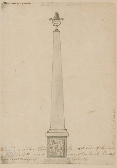 Lamp bij Bedford House, Londen, verwijderd in 1799 door English School