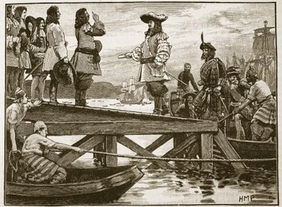 Landing van maarschalk Schomberg in Carrickfergus, illustratie uit Cassells Illustrated History of England door English School