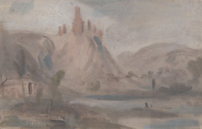 Landschap met een kasteel op een heuvel door English School