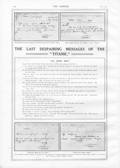 Laatste berichten van de Titanic, uit The Sphere, 04 mei 1912 door English School