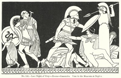 Laatste nacht van Troje - Aeneas - Cassandra. Vaas in het Museum van Napels (gravure) door English School
