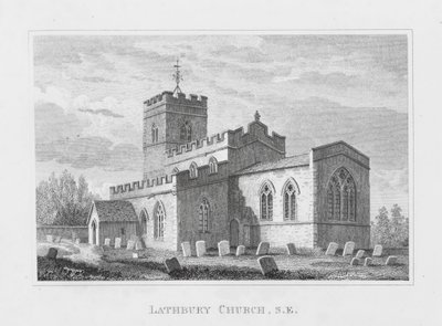 Lathbury Church, Zuidoost (gravure) door English School