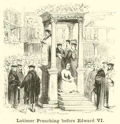 Latimer preekt voor Edward VI door English School