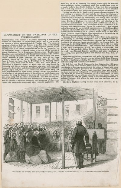 Laying the Foundation Stone of a Model Lodging House in New Street, Golden Square door English School