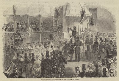 Het leggen van de eerste steen van de Caledonian School door English School
