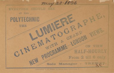 Folder die Lumiere Cinematograph adverteert door English School