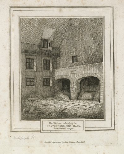 Leathersellers Hall, Bishopsgate Street. Gesloopt 1799 door English School