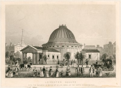 Leicester Square met het gebouw waarin Mr Wylds model van de aarde wordt tentoongesteld door English School