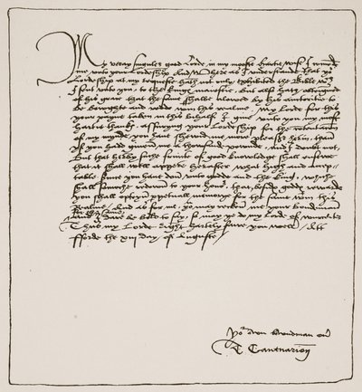 Brief van Cranmer aan Cromwell waarin hij hem bedankt voor het verkrijgen van de koninklijke toestemming voor Matthews Engelse Bijbel, 1537, uit De Kerk van Engeland: Een Geschiedenis voor het Volk door H.D.M. Spence-Jones door English School