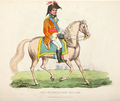 Luitenant-generaal Lord Hill KB, uitgegeven door Richard Evans, gegraveerd door Romney, illustratie uit Een Historisch Verslag van de Slag bij Waterloo door William Mudford, 1816 door English School