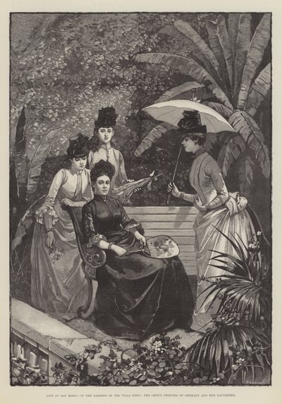 Leven in San Remo, in de Tuinen van de Villa Zirio, de Kroonprinses van Duitsland en haar Dochters door English School