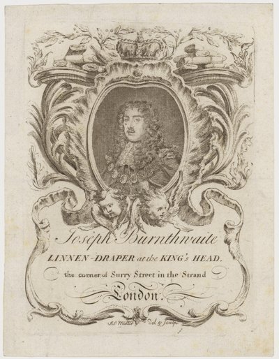 Linnenhandelaar, John Burnthwaite, handelskaart door English School