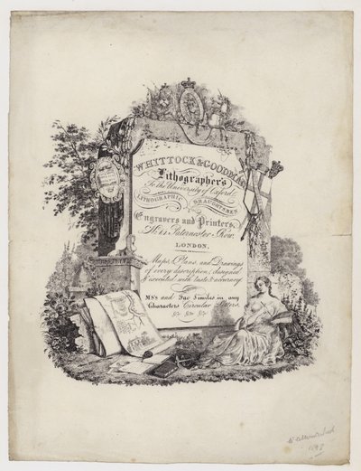 Lithograaf, Whittock & Goodman, handelskaart door English School