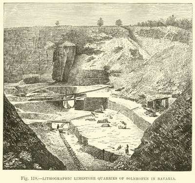 Lithografische kalksteengroeven van Solnhofen in Beieren door English School