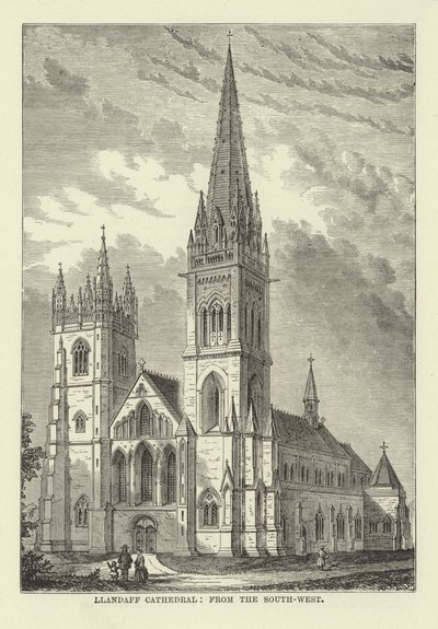 Llandaff-kathedraal, vanuit het zuidwesten door English School