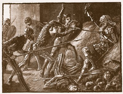 Llewelyns laatste gevecht, illustratie uit Cassells Geïllustreerde Geschiedenis van Engeland door English School