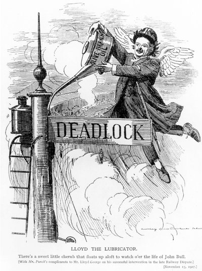 Lloyd de smeermiddelaar, uit Punch magazine, 13 november 1907 door English School
