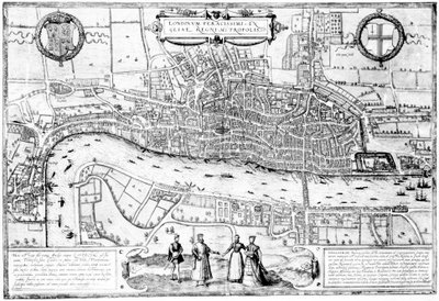 Londinium Feracissimi Angliae Regni Metropolis, illustratie uit London in de tijd van de Tudors door Sir Walker Besant, 1904 door English School