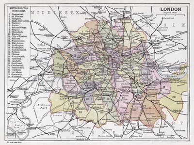 Londen, Metropolitan Boroughs door English School