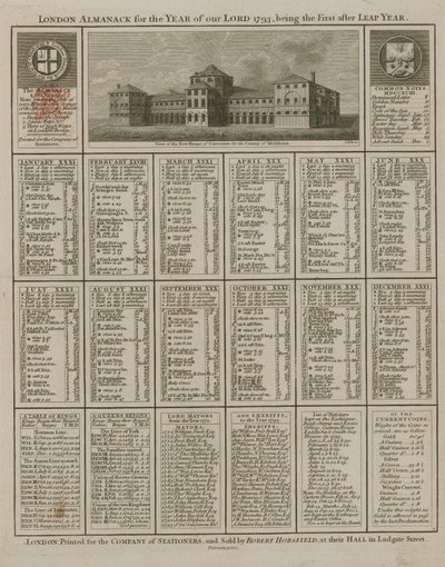 Londense almanak voor het jaar des Heren 1793 door English School