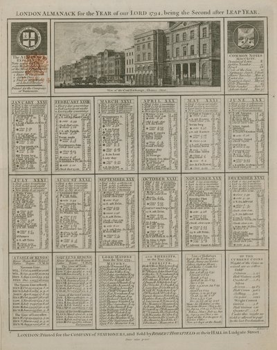 Londense almanak voor het jaar des Heren 1794 door English School