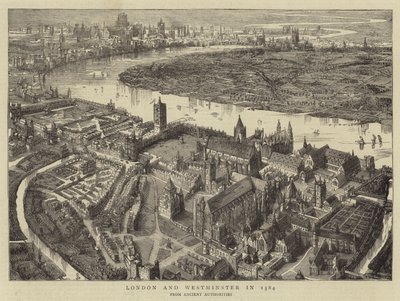 Londen en Westminster in 1584 door English School