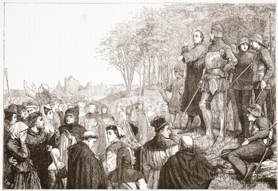 Lord Cobham bij een Lollard Preek, illustratie uit De Geschiedenis van het Protestantisme door James Aitken Wylie, 1878 door English School