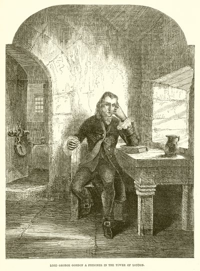 Lord George Gordon, gevangene in de Tower of London door English School