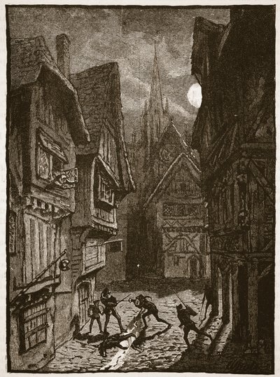 Lord Grey en zijn volgelingen vallen de graaf van Southampton aan, illustratie uit Cassells Geïllustreerde Geschiedenis van Engeland door English School