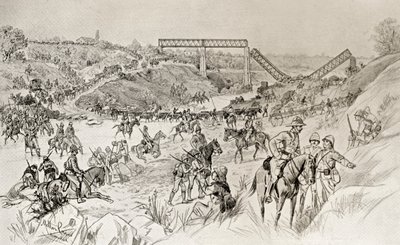 Kolom van Lord Roberts steekt de Sand River Drift over tijdens de Tweede Boerenoorlog, uit 