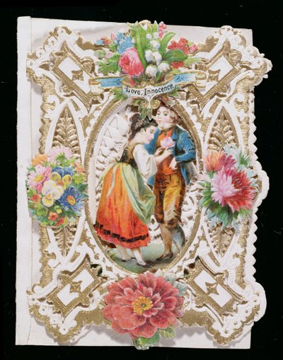 Liefde, onschuld, Valentijnskaart, ca. 1870 door English School