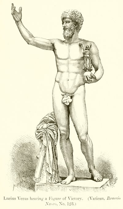 Lucius Verus draagt een figuur van de overwinning. (Vaticaan, Braccio Nuovo. Nr. 123) door English School
