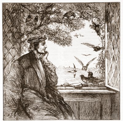 Luther bij kasteel Coburg: de Rijksdag van de Kauwen, illustratie uit De Geschiedenis van het Protestantisme door James Aitken Wylie, 1878 door English School