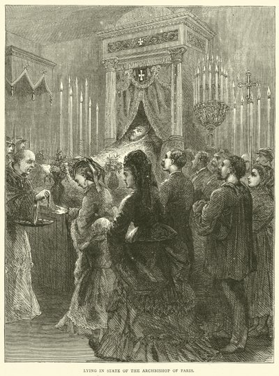 Opgebaard van de aartsbisschop van Parijs, 1871 door English School