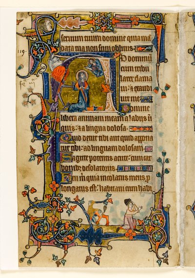 David die bidt, gehistorieerde initiaal uit de Macclesfield Psalter, Gebruik van Sarum, Oost-Anglia, ca. 1330 door English School