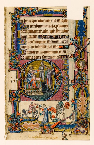 MS 1-2005, fol. 58r: Saul stuurt Doëg om de priesters van Nob te doden, gehistorieerde initiaal uit de Macclesfield Psalter, Gebruik van Sarum, Oost-Anglia, c.1330 door English School
