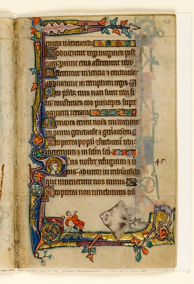 MS 1-2005, fol. 68r: De reuzenrog, marginaal decor uit de Macclesfield Psalter, Gebruik van Sarum, Oost-Anglia, c.1330 door English School