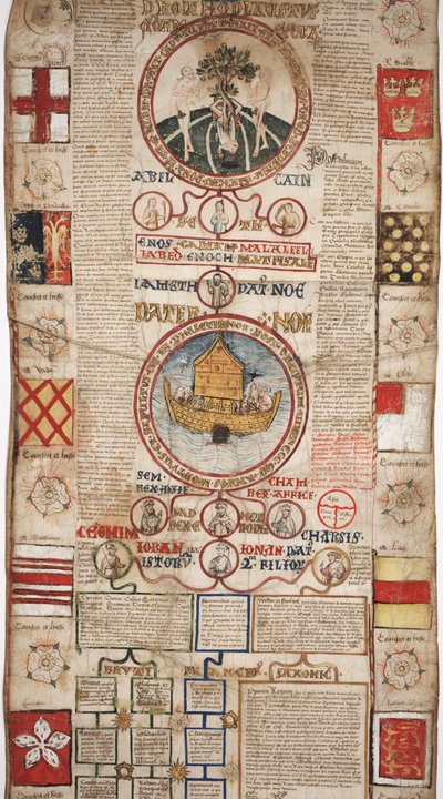 MS Lewis E 201 sectie 2, Kroniek van de Geschiedenis van de Wereld van Schepping tot Woden, met een Genealogie van Edward IV, ca. 1461 door English School