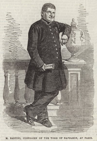 M Santini, Bewaarder van het Graf van Napoleon, in Parijs door English School