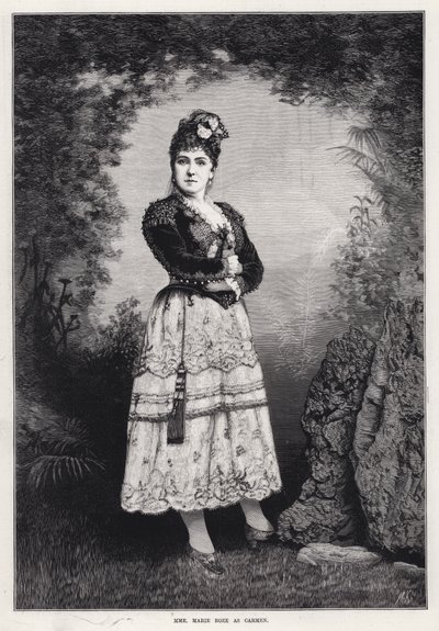 Madame Marie Roze als Carmen (gravure) door English School