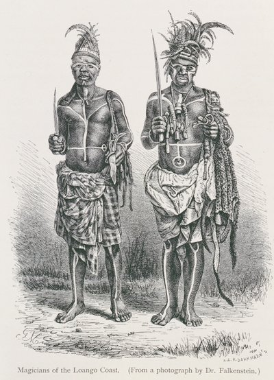 Tovenaars van de Loango-kust, gegraveerd van een foto door Dr. Falkenstein, uit 