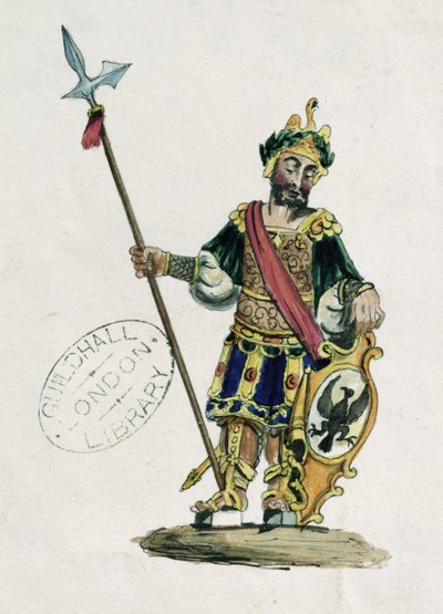 Magog, illustratie van de Guildhall-standbeelden van de legendarische reuzen door English School