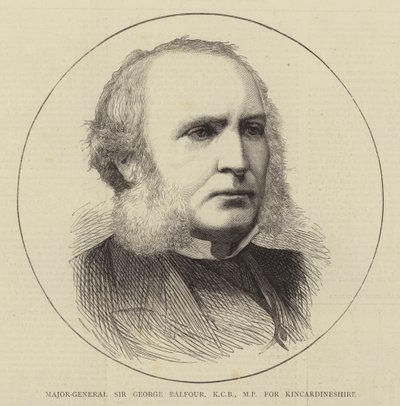 Generaal-majoor Sir George Balfour, KCB, MP voor Kincardineshire (gravure) door English School