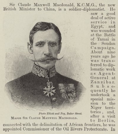 Majoor Sir Claude Maxwell Macdonald (gravure) door English School