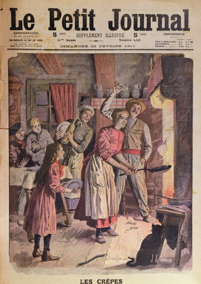 Pannenkoeken bakken, illustratie uit Le Petit Journal, 26 februari 1911 door English School